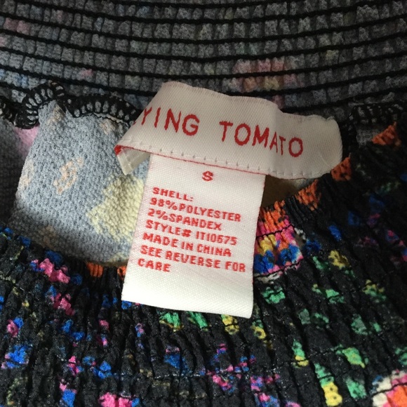 FLYING TOMATO Boho Floral Top Black Size Small - Picture 7 of 9